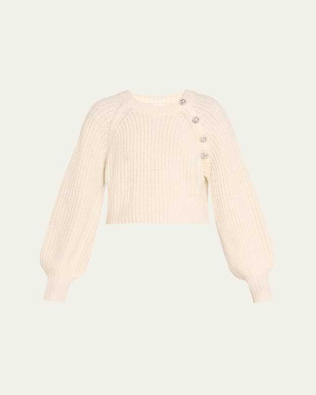Keren Crystal-Embellished Bishop-Sleeve Raglan Sweat